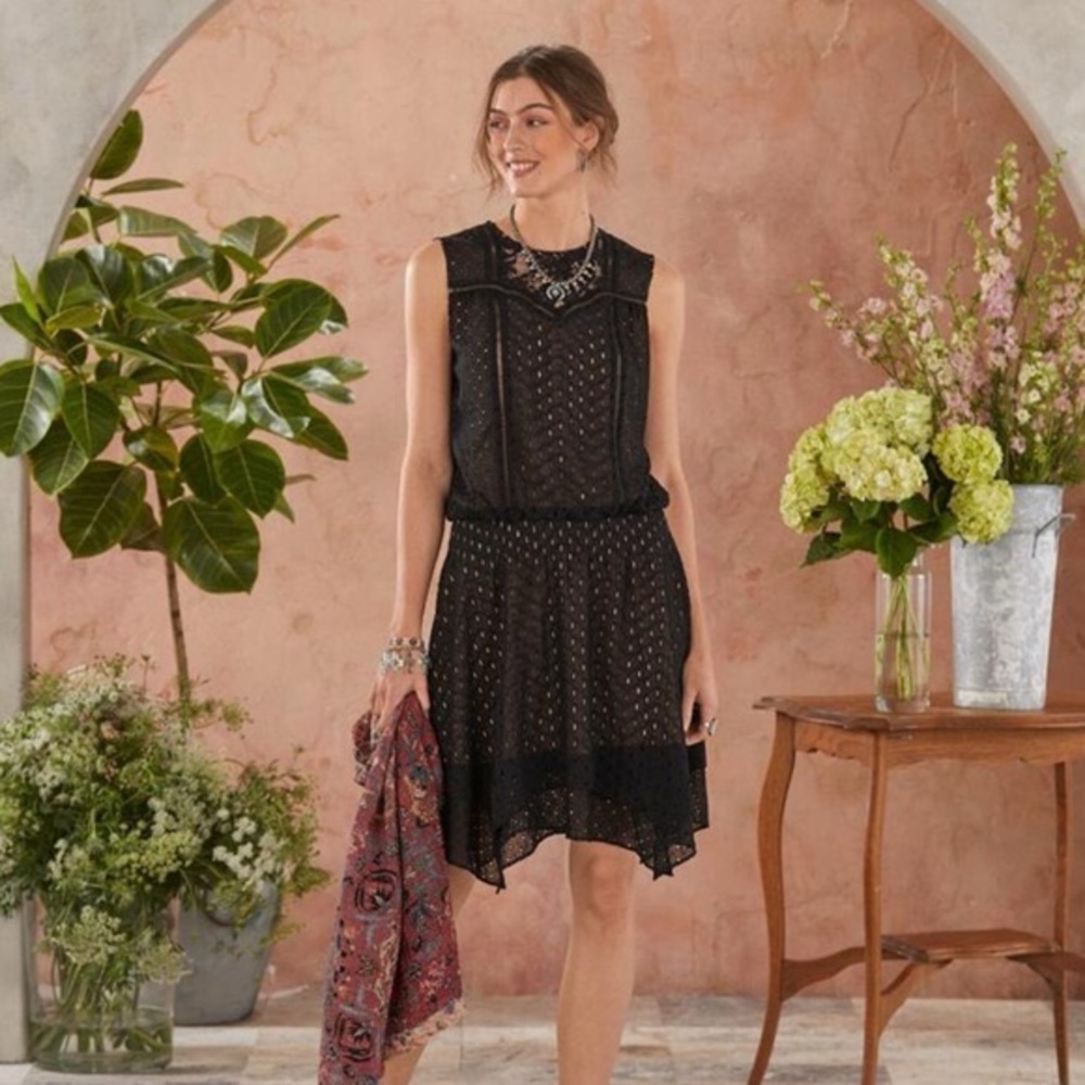 New Sundance On The Sea Black Eyelet Lace Cocktail Dress Small
